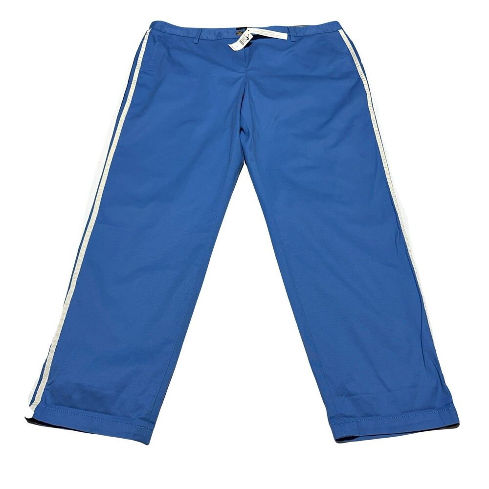 Talbots Women’s Supersoft Chino Pants Size 14 Relaxed Blue Side Stripe NWT